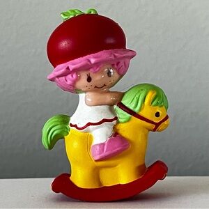 Vintage Strawberryland Miniature: Cherry Cuddler on a Rocking Horse